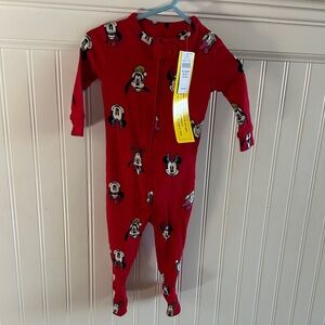 GAP Disney Red Kids Footie with Christmas Disney Characters